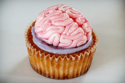 Cupcake med hjerne i fondant