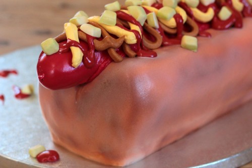 Hot dog kage nærbillede